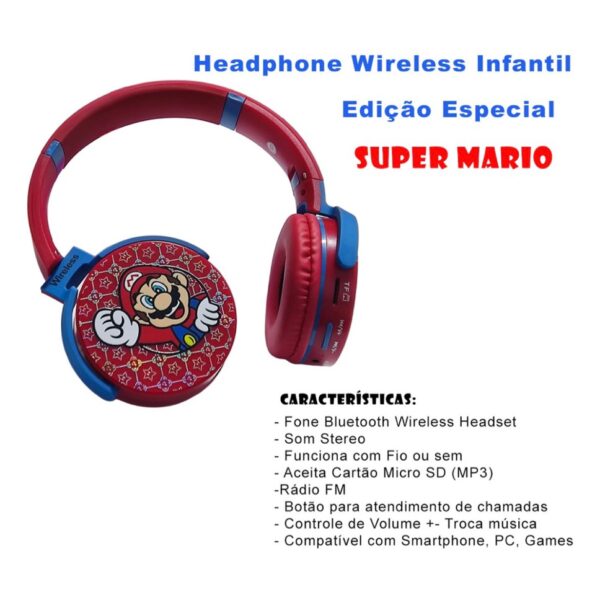Fone De Ouvido Sem Fio Bluetooth Mário Bros - Imagem 2