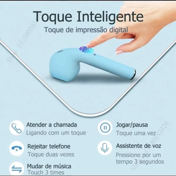Fone De Ouvido Bluetooth I12 Tws Sem Fio Touch Recarregável - Imagem 7