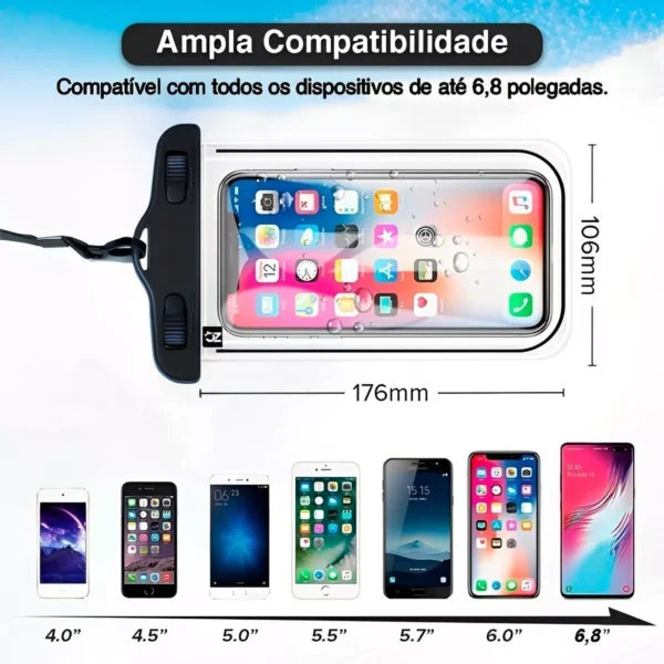 Bolsa Case Prova Dágua Celular Universal Impermeável - Imagem 11