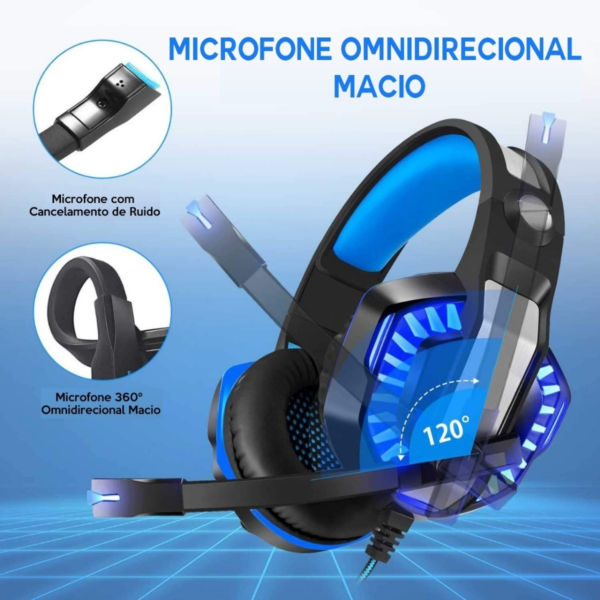 Headset Gamer Knup Kp-491 Com Led Microfone - Imagem 2