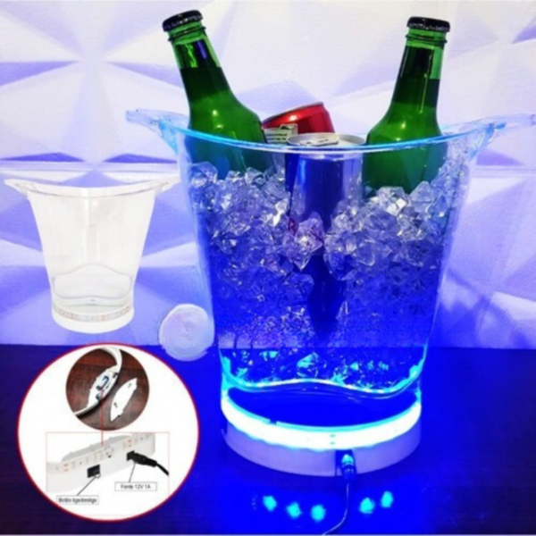 Balde Caixa de Som Para Gelo Em Acrílico Com Bluethooth e Led - Imagem 2