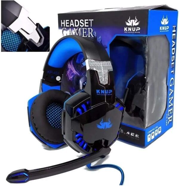 Fone De Ouvido Gamer Headset Knup Kp-455A Com Led Microfone - Imagem 2