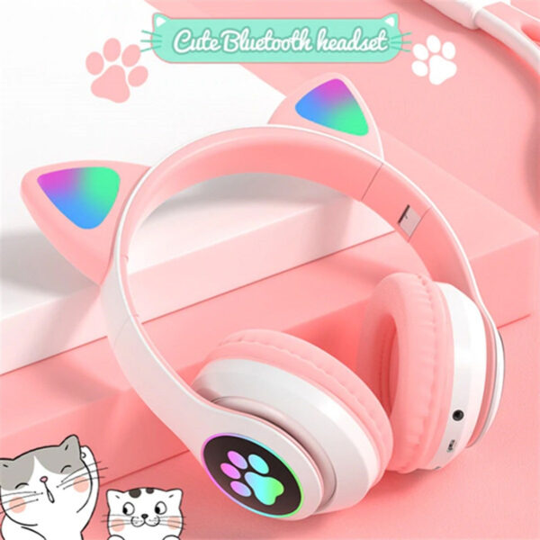 Fone De Ouvido Bluetooth Orelha Gatinho Infantil Led Sem Fio - Imagem 2