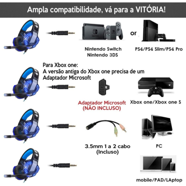 Headset Gamer Knup Kp-491 Com Led Microfone - Imagem 4