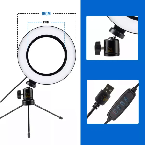 Iluminador Ring Light 6 Polegadas Com Suporte P/ Celular - Imagem 6