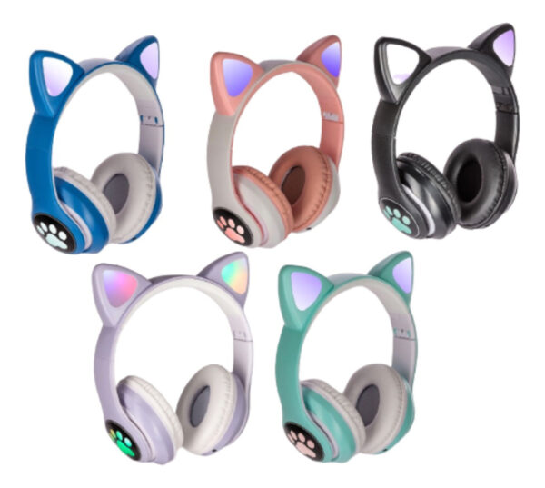 Fone De Ouvido Bluetooth Orelha Gatinho Infantil Led Sem Fio - Imagem 4